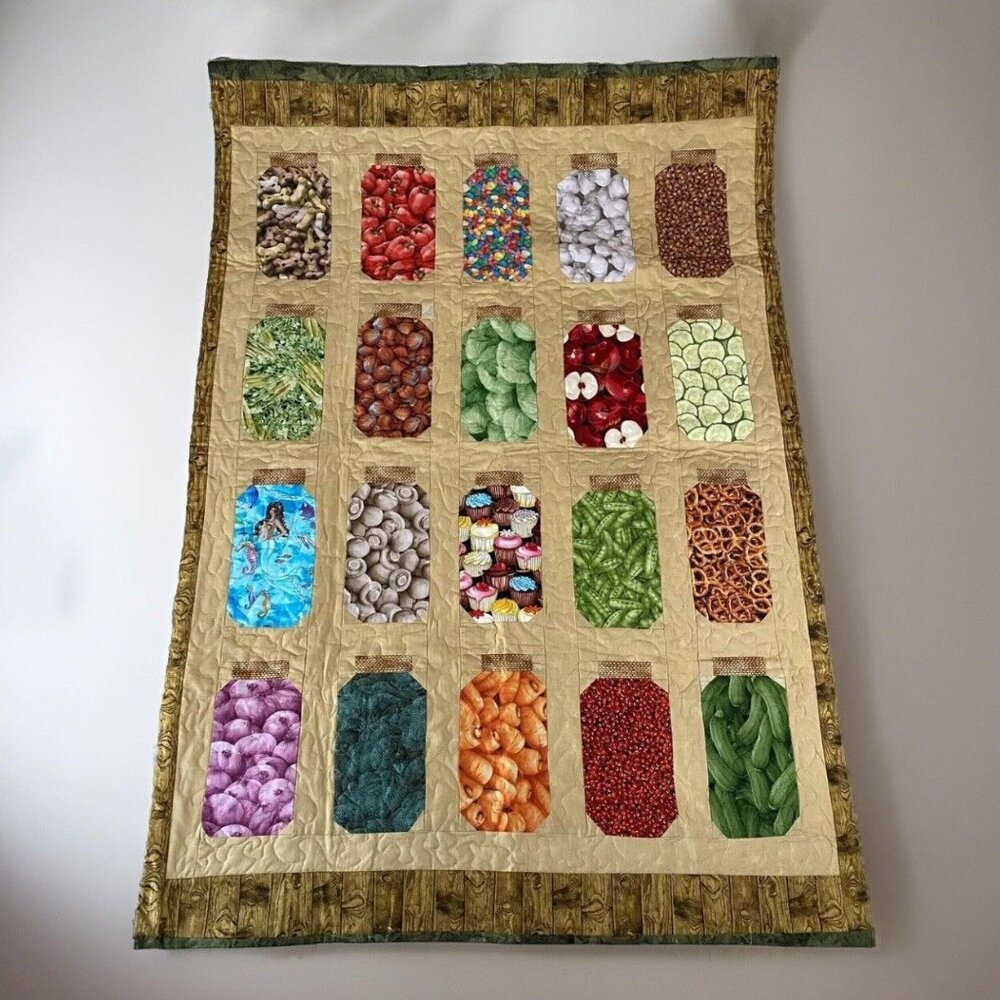 Canning Jar Fabric Art Wall Hanging SOKA “I Can Put It In A Canning Jar!” 37x52” - Picture 1 of 7